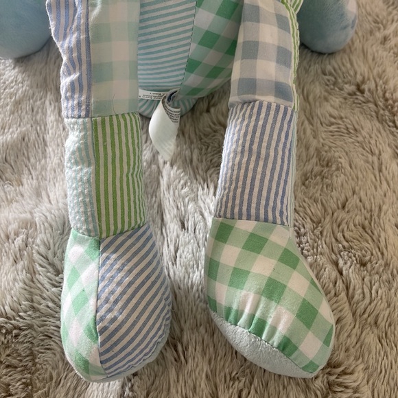 PBK Pottery Barn Kids Patchwork Lovey Toy Plush Heart Gingham Stripe - Picture 5 of 6